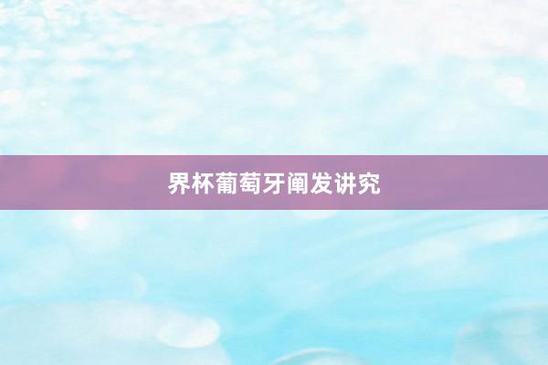 界杯葡萄牙阐发讲究